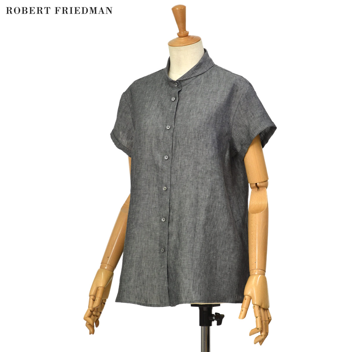 【最大3,000円オフクーポン】ROBERT FRIEDMAN【ロベルト フリッドマン】ショートスリーブリネンブラウス ARAML M700 85 リネン スミクロ|Cinq essentiel