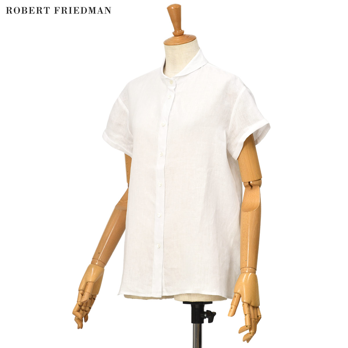 【最大3,000円オフクーポン】ROBERT FRIEDMAN【ロベルト フリッドマン】ショートスリーブリネンブラウス ARAML M700 01 リネン ホワイト|Cinq essentiel