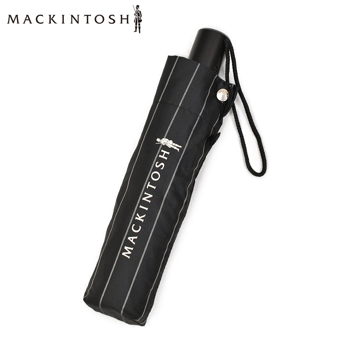 MACKINTOSH【マッキントッシュ】折り畳み傘 AYR CHALK STRIPE BLACK WHITE チョークストライプ ブラックホワイト
