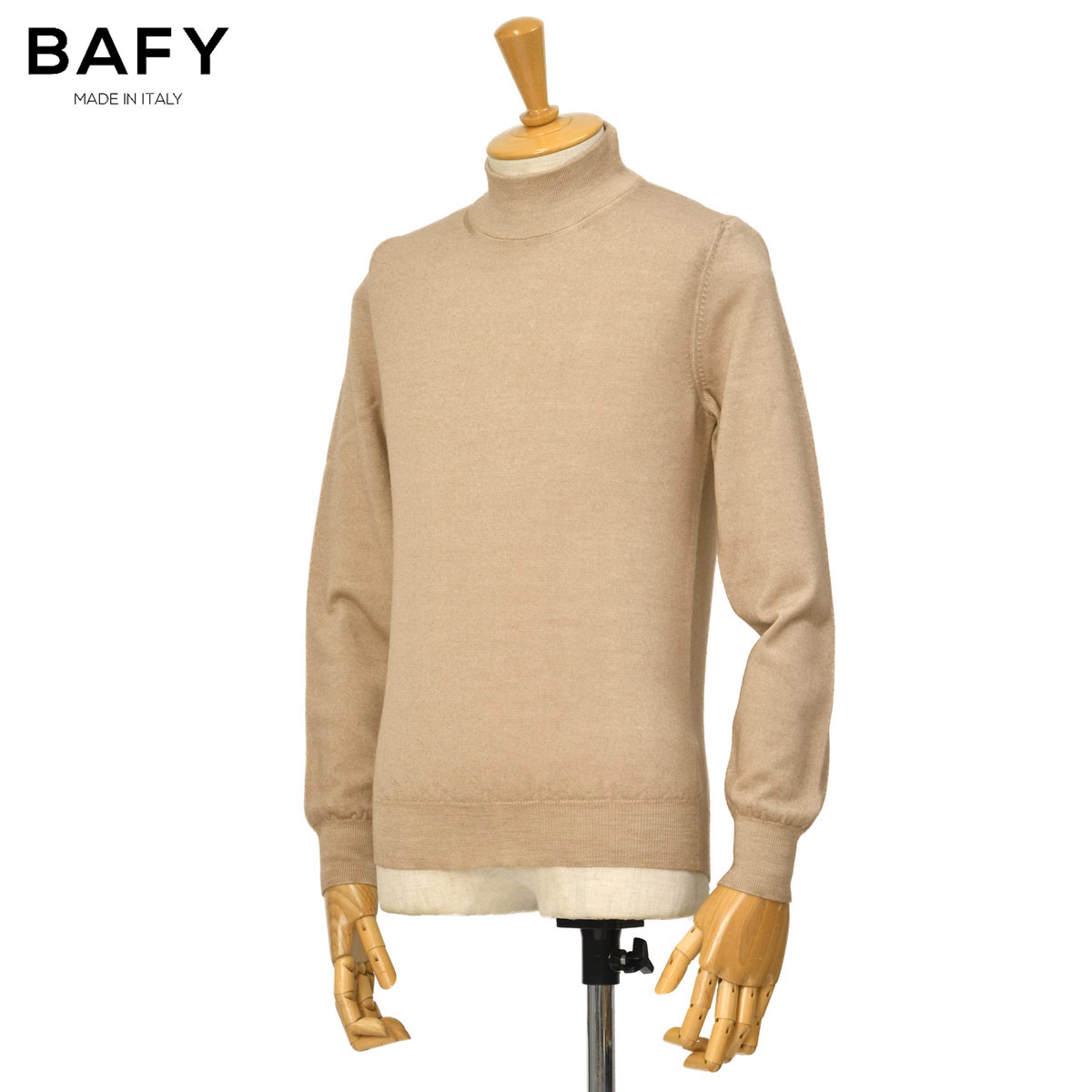 【最大5,000円オフクーポン】BAFY【バフィー】ハイゲージモックネックニット 14G 4361 41221 ウール ベージュ