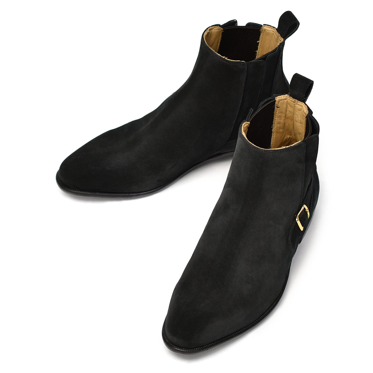 【最大3,000円オフクーポン】Baudoin&Lange【ボードゥイン&ランジ】Hopper Buckle Boot スエード ブラック|Cinq essentiel