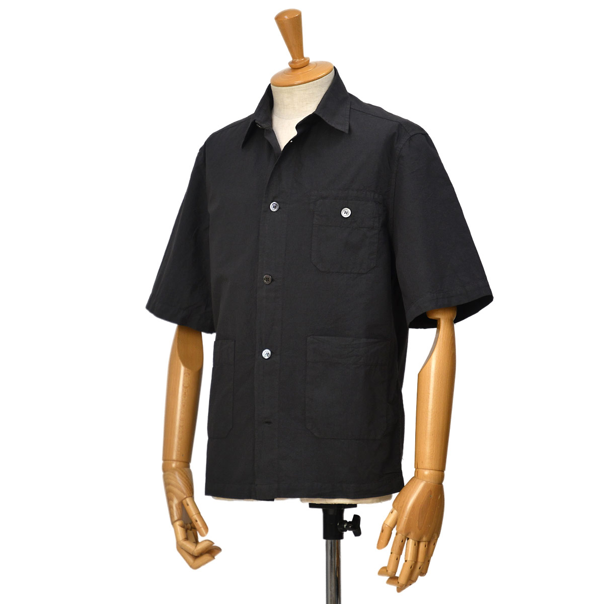 BARENA VENEZIA【バレナ ヴェネチア】半袖シャツブルゾン CAU50762586 Camicia Ordior Tendon Piombo コットン チャコールグレー