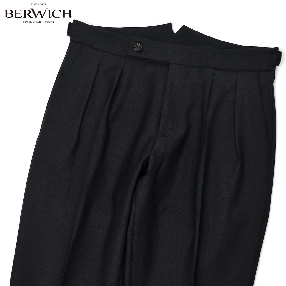 【最大5,000円オフクーポン】BERWICH【ベルウィッチ】ツープリーツパンツ SCOTCH GT1523X BLACK ストレッチポリウール ブラック