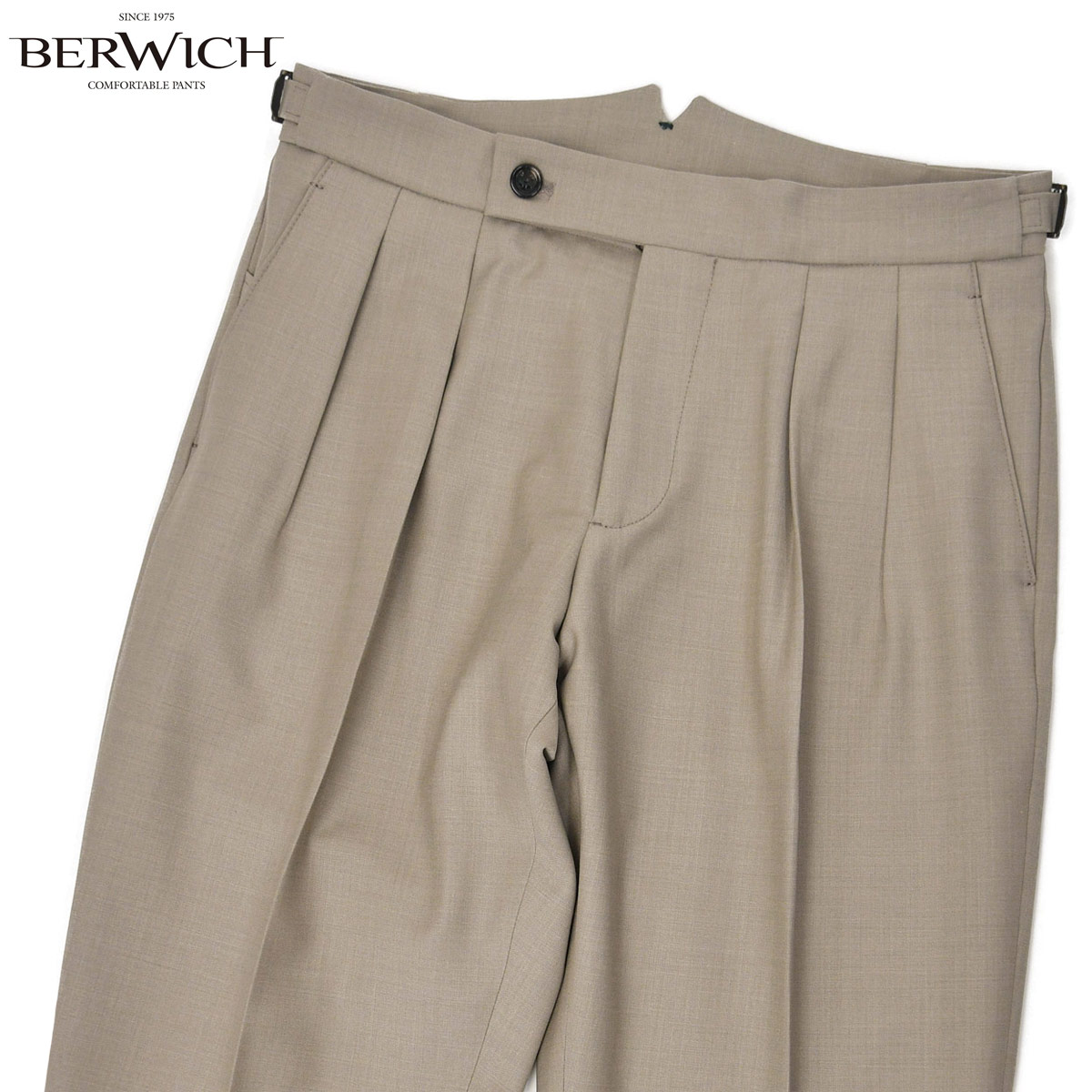 【最大5,000円オフクーポン】BERWICH【ベルウィッチ】ツープリーツパンツ SCOTCH GT1523X GREIGE ストレッチポリウール グレージュ 26,554円