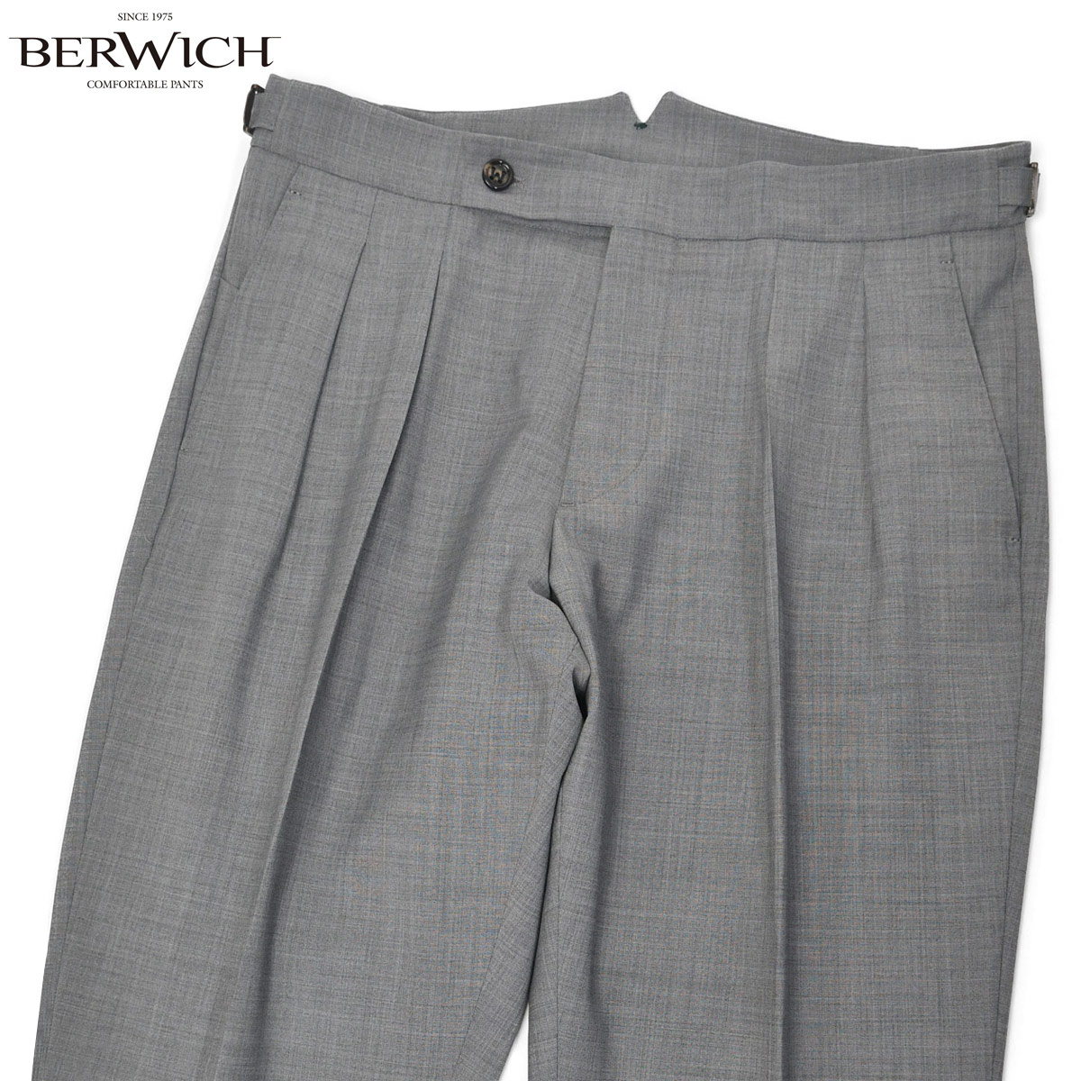 【最大5,000円オフクーポン】BERWICH【ベルウィッチ】ツープリーツパンツ SCOTCH GT1442X GREY ウォッシャブルウールポリストレッチ グレー