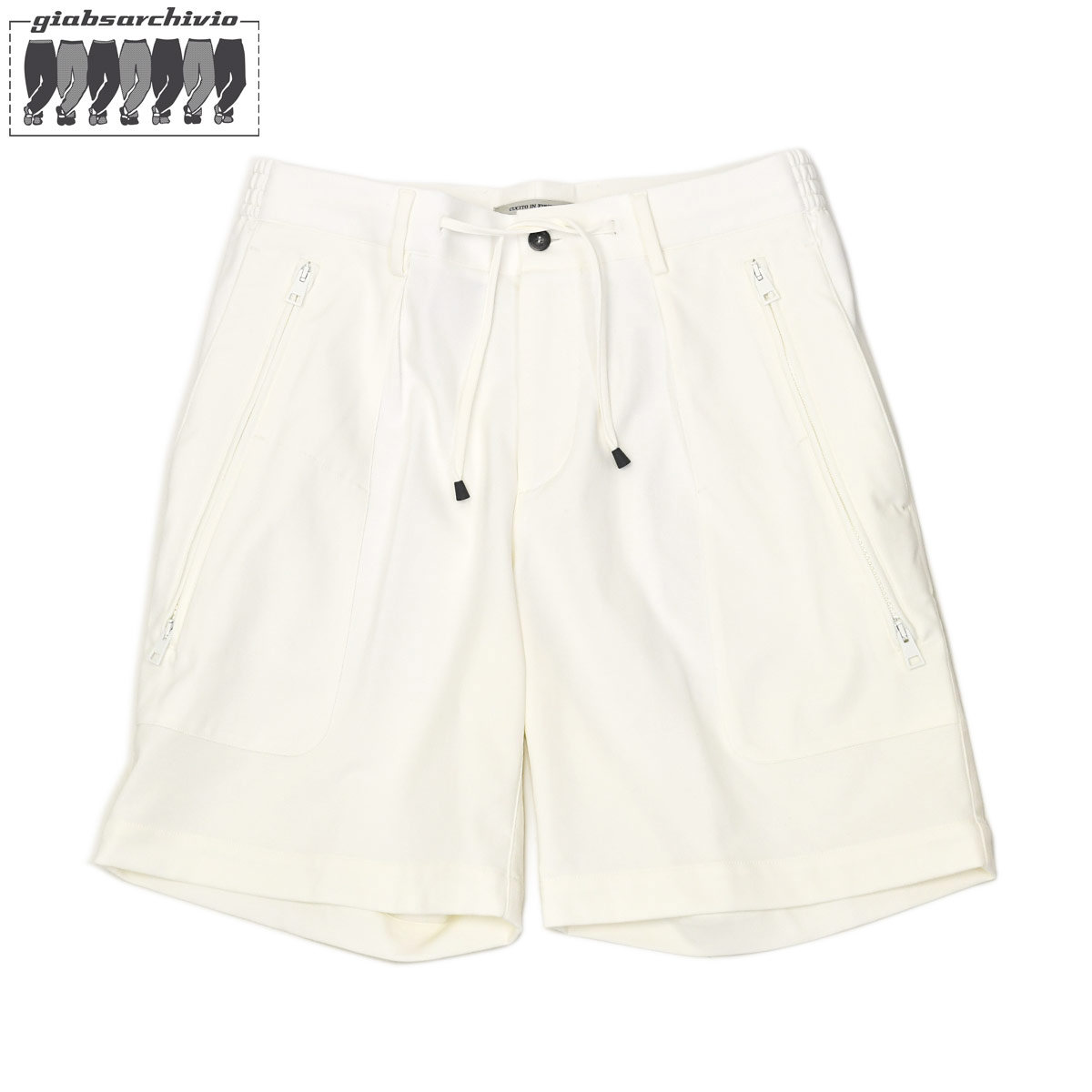 giabsarchivio【ジャブスアルキヴィオ】ショーツ COSIMO A3573 02 NEWウォッシャブルジャージー ホワイト｜Cinq essentiel