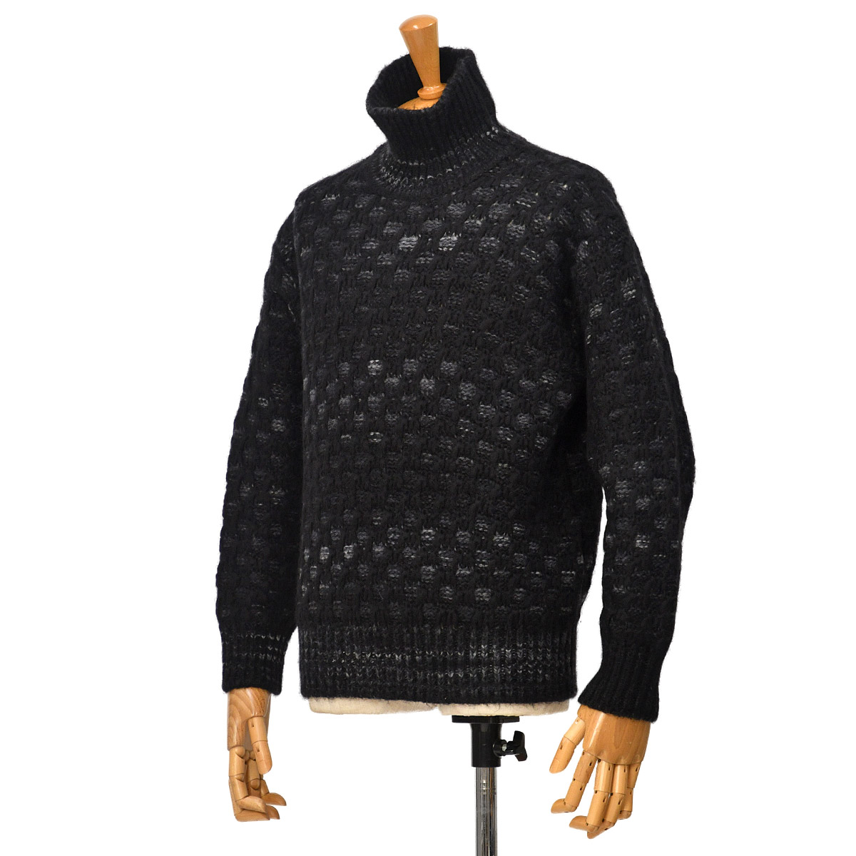 【最大3,000円オフクーポン】roberto collina【ロベルト コリーナ】モックネックニット 46006 NERO GRI アルパカ ウール ポリアミド ブラック グレー|Cinq essentiel