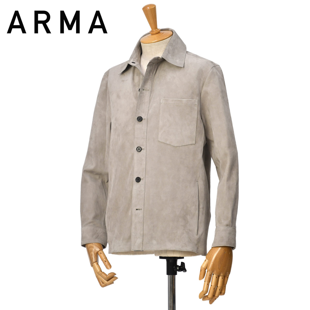 【最大5,000円オフクーポン】ARMA【アルマ】レザーシャツアウター DINO LIGHT GREY ラムスエード ライトグレー