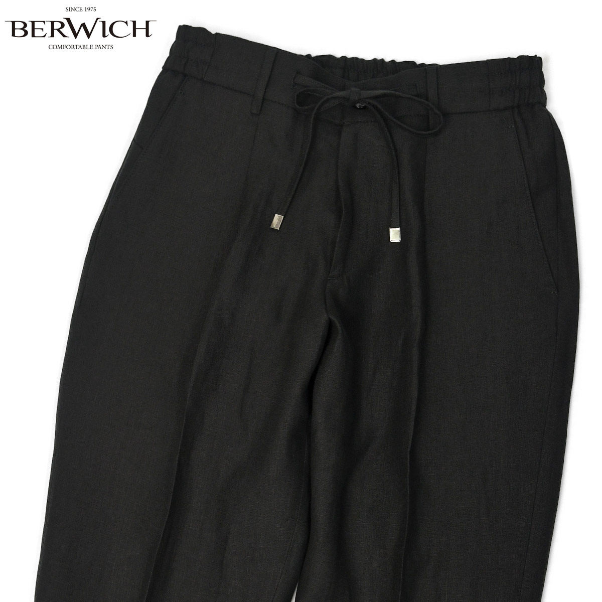 BERWICH【ベルウィッチ】ワンプリーツパンツ SAKE 1P GYM VT1330 BLACK リネン ブラック｜Cinq essentiel 26,554円