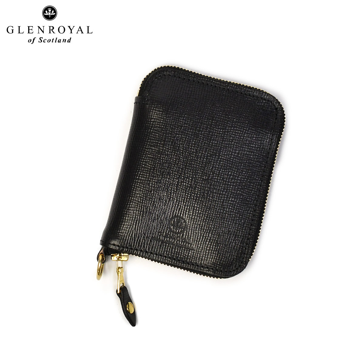 【最大3,000円オフクーポン】GLENROYAL【グレンロイヤル】SMALL ZIP WALLET SAFFIANO NEW BLACK スモールジップウォレット 03-5814 ブライドルレザー ブラック｜Cinq essentiel