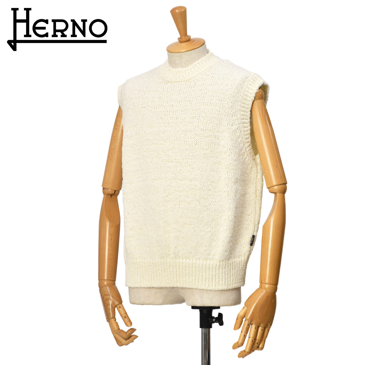 【最大5,000円オフクーポン】HERNO【ヘルノ】ニットジレ ベスト Laminar MG00015UL 1006 コットンナイロン ホワイト