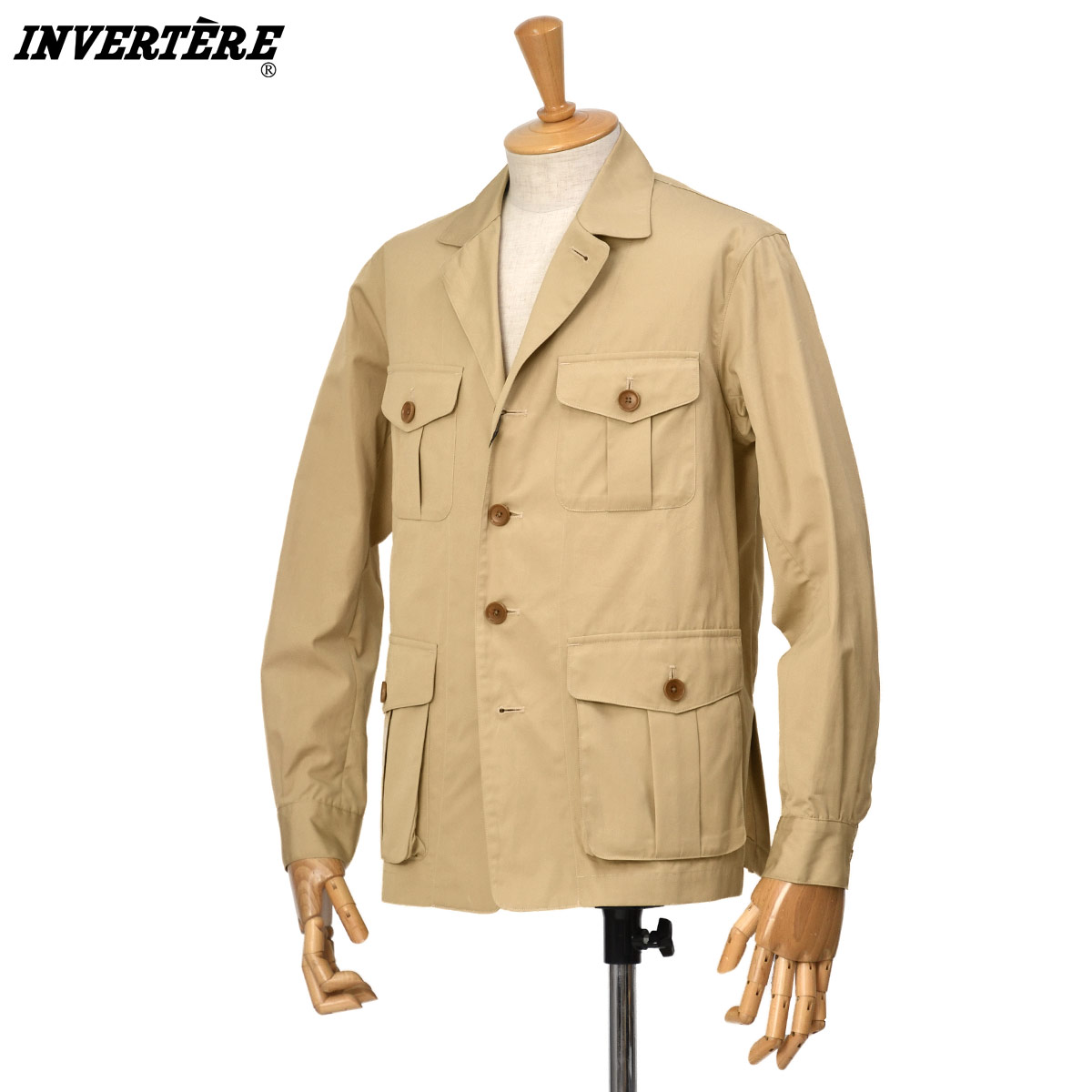 【最大5,000円オフクーポン】INVERTERE【インバーティア】サファリジャケット SAFARI FOUR POCKET JACKET コットン ベージュ