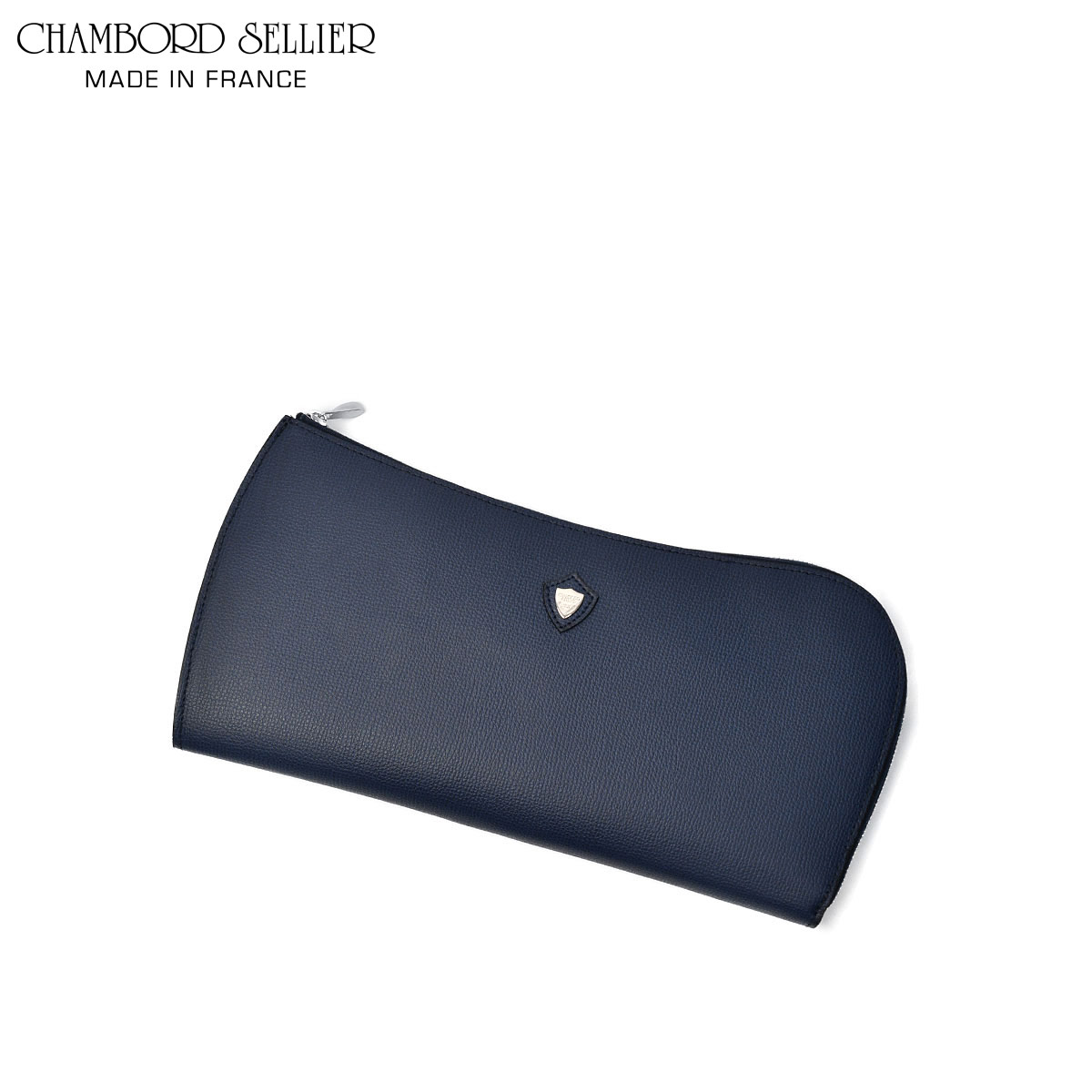 【最大5,000円オフクーポン】CHAMBORD SELLIER【シャンボールセリエ】クラッチバッグ CH.465 ANGER MINI CRUMBS MARINE SILVER シボ革 ネイビー