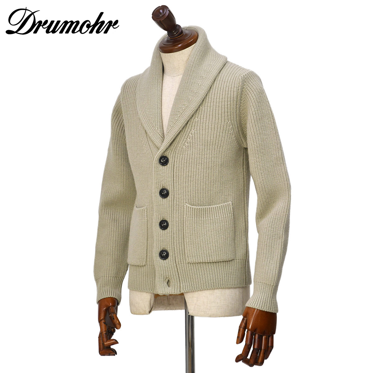 【最大3,000円オフクーポン】Drumohr【ドルモア】ショールカラーカーディガン D5M419PN D03 413 メリノウール 5G ピスタチオ｜ＣＩＮＱＵＥ　ＣＬＡＳＳＩＣＯ