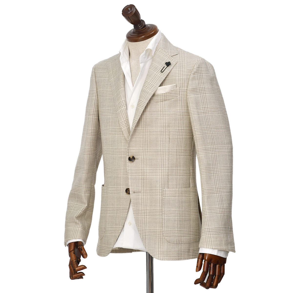 <美品> LARDINI カシミヤ100% ベージュ ジャケット サイズ46 美品 LARDINI カシミヤ100% ベージュ ジャケット サイズ46