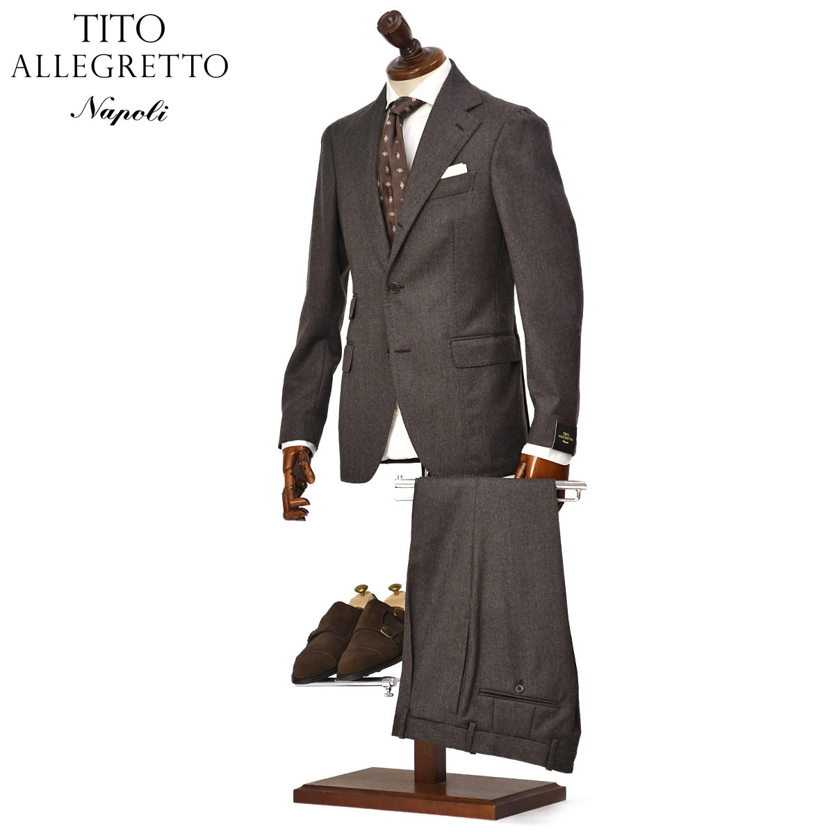 【4/14(火)20：00～ 最大5,000円オフクーポン】TITO ALLEGRETTO【ティト アレグレット】シングルスーツ 313/110 TA-11-243-016 WG638 ヴァージンウール メランジ ブラウン