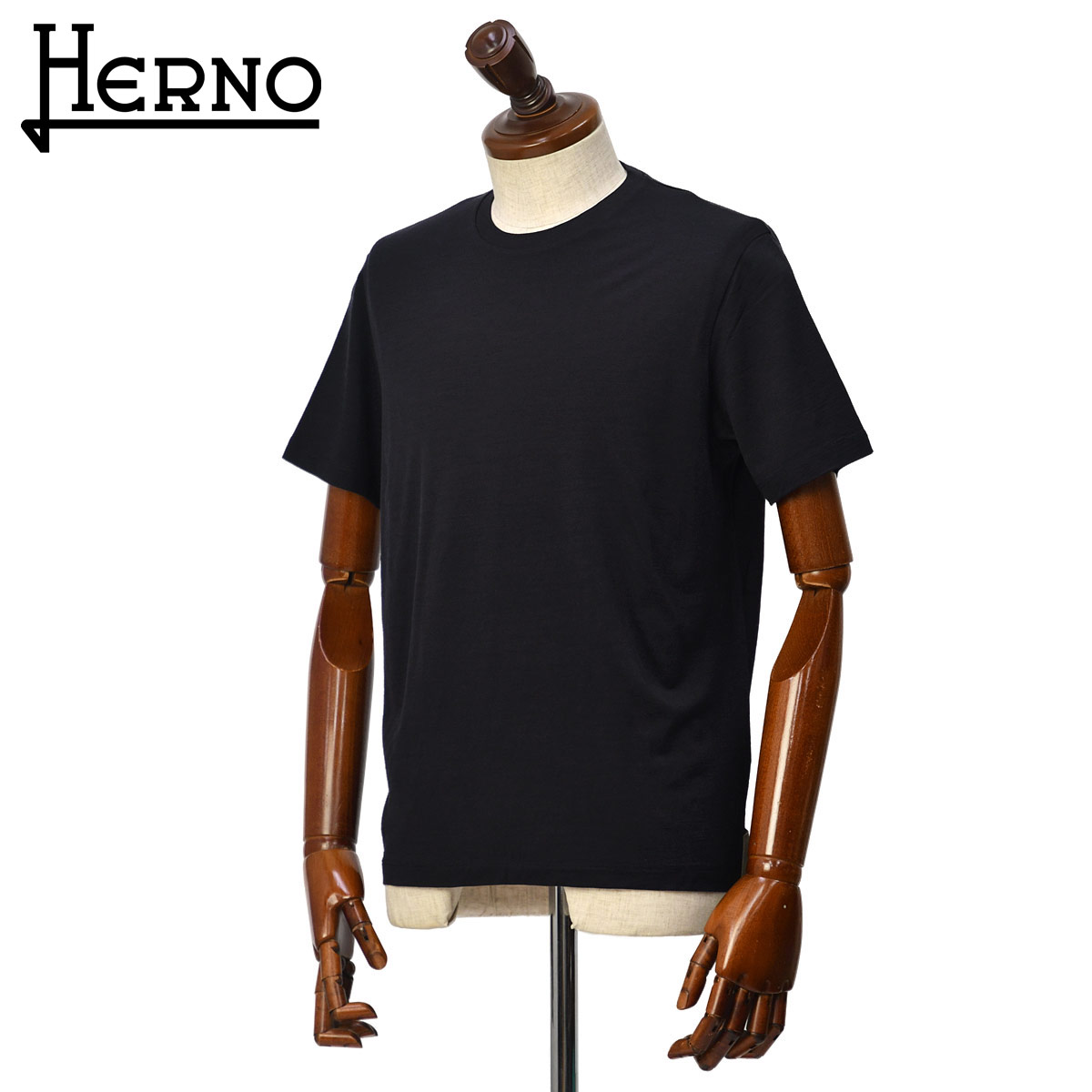 HERNO【ヘルノ】クルーネックカットソー JG000205U-52060 9200 ウール ジャージ ネイビー
