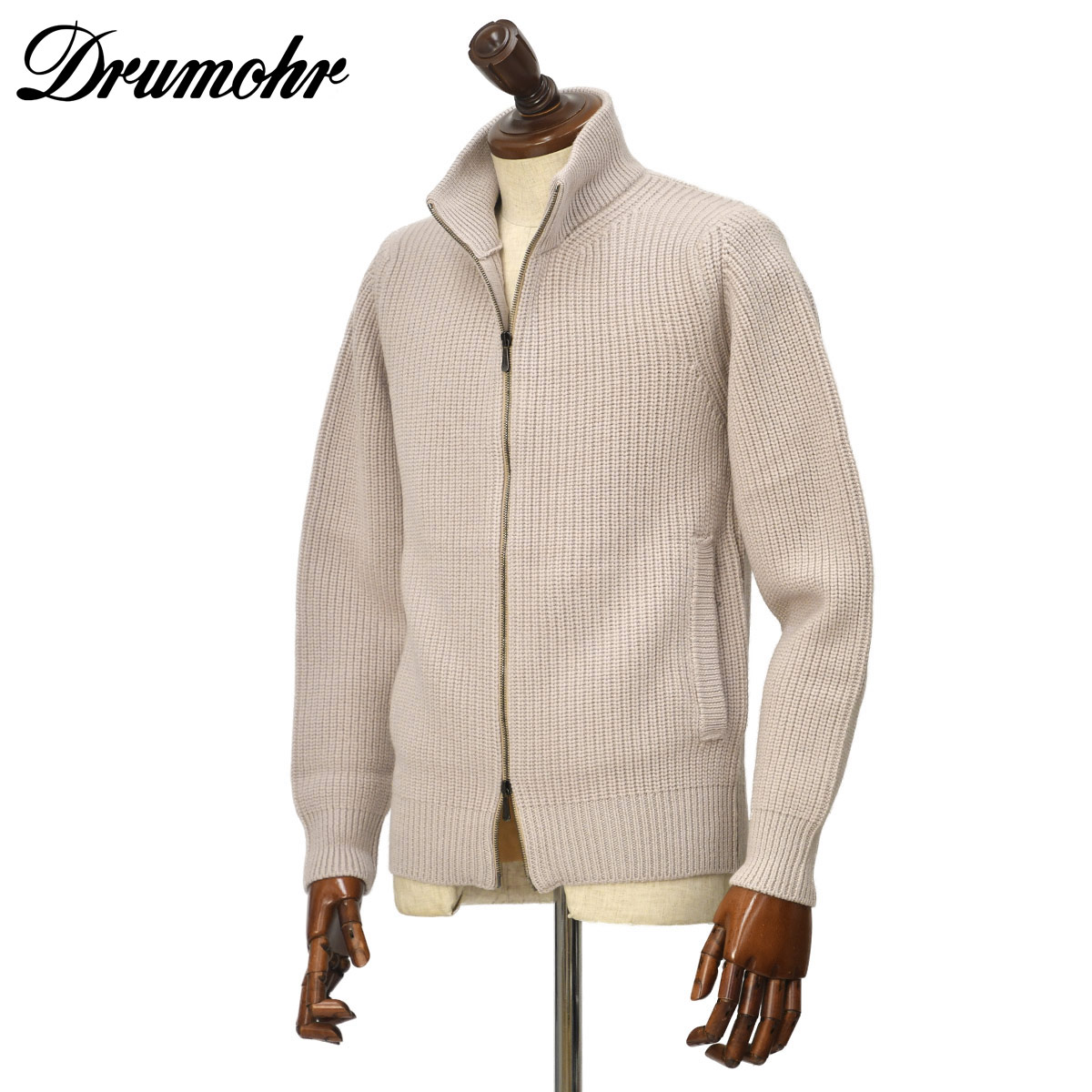【楽天市場】Drumohr【ドルモア】スタンドカラーフルジップニット D5M202PNL D03 130 メリノウール 5G オイスター ...