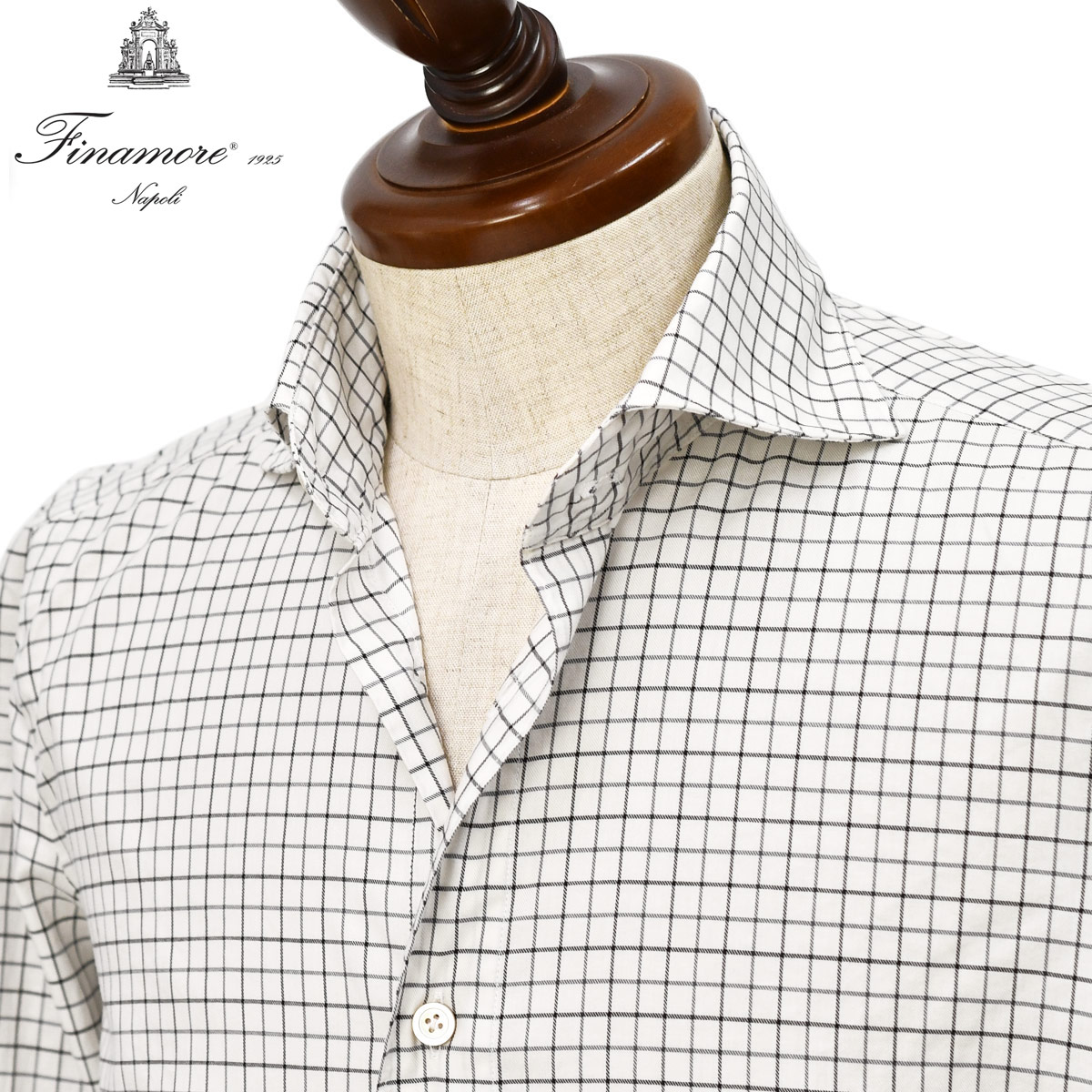 Finamore【フィナモレ】シャツ PIERO BALI M0005 1 コットン グラフチェック オフホワイト