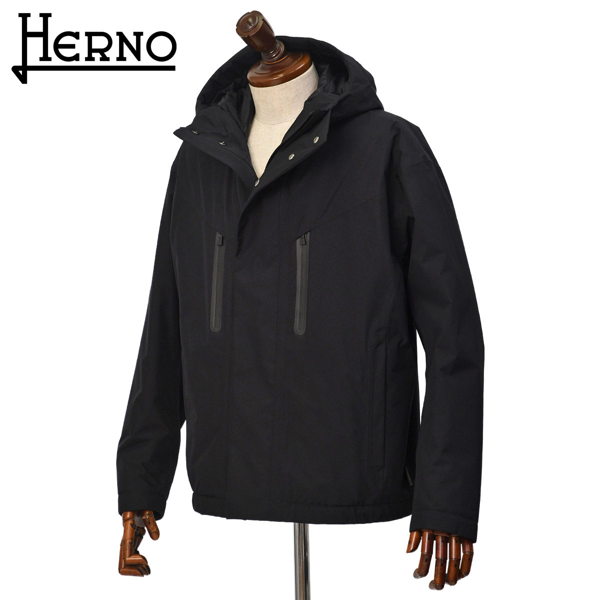 【決算大感謝SALE】HERNO【ヘルノ】フーデッドブルゾン GI000563U 12841 9300 ポリエステル ブラック|CINQUE CLASSICO