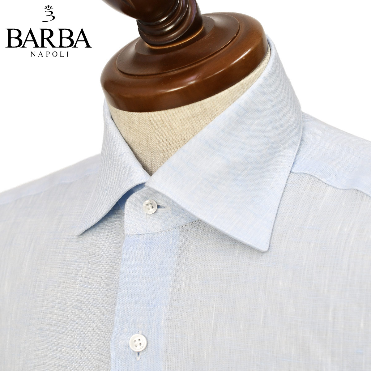 【最大3,000円オフクーポン】BARBA【バルバ】セミワイドカラーシャツ DENDY 47067 2 リネン サックス｜ＣＩＮＱＵＥ　ＣＬＡＳＳＩＣＯ