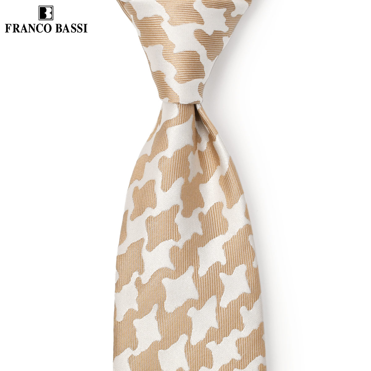 【4/14(火)20:00~ 最大5,000円オフクーポン】FRANCO BASSI【フランコバッシ】ネクタイ E12-L 1 シルク 千鳥 ベージュ