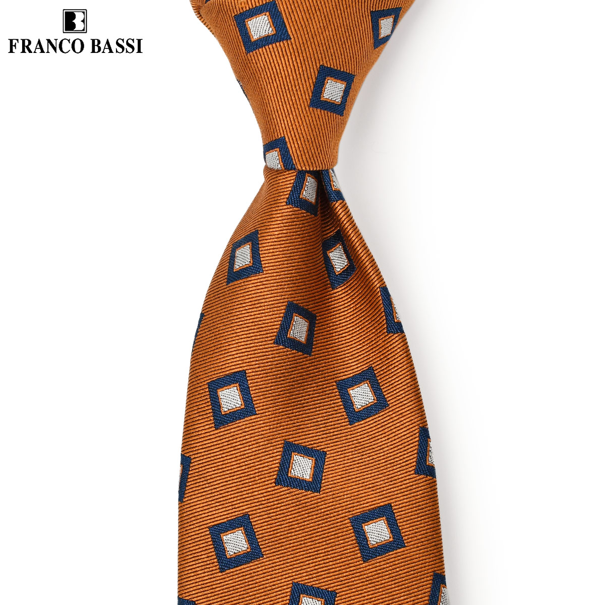 【4/14(火)20：00～ 最大5,000円オフクーポン】FRANCO BASSI【フランコバッシ】ネクタイ M48 9 シルク コットン 小紋 オレンジ