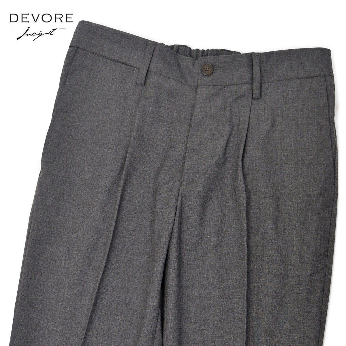 【最大5,000円オフクーポン】DEVORE Incipit【デヴォレインチピット】ワンプリーツイージーパンツ DVR15 W2007 0205 テクノウール ウール ポリエステル ストレッチ グレー