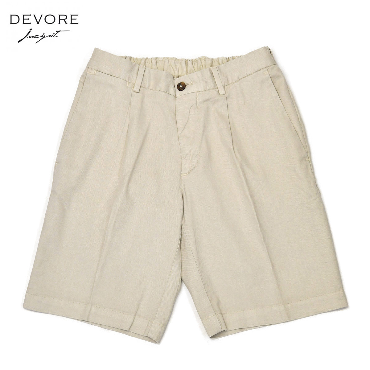 【最大5,000円オフクーポン】DEVORE Incipit【デヴォレインチピット】ワンプリーツイージーパンツ D155C G049 562リネン コットン ストレッチ ナチュラル