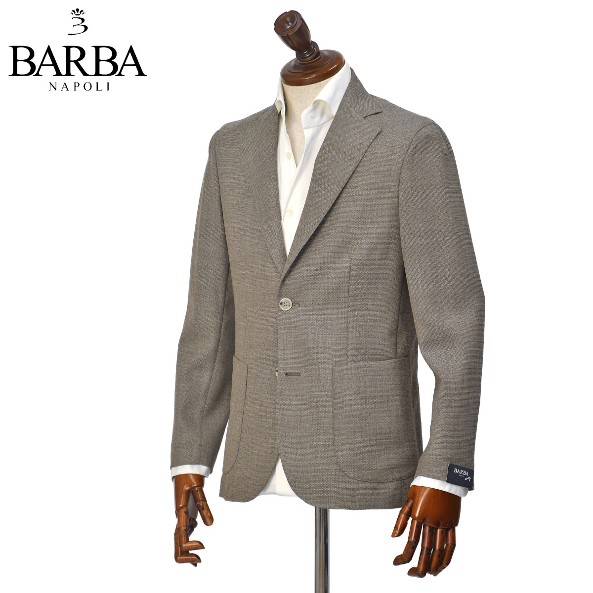 【最大5,000円オフクーポン】BARBA【バルバ】シングルジャケット EASY J1 53079 26 ウール ホップサック グレイジュ 60,500円