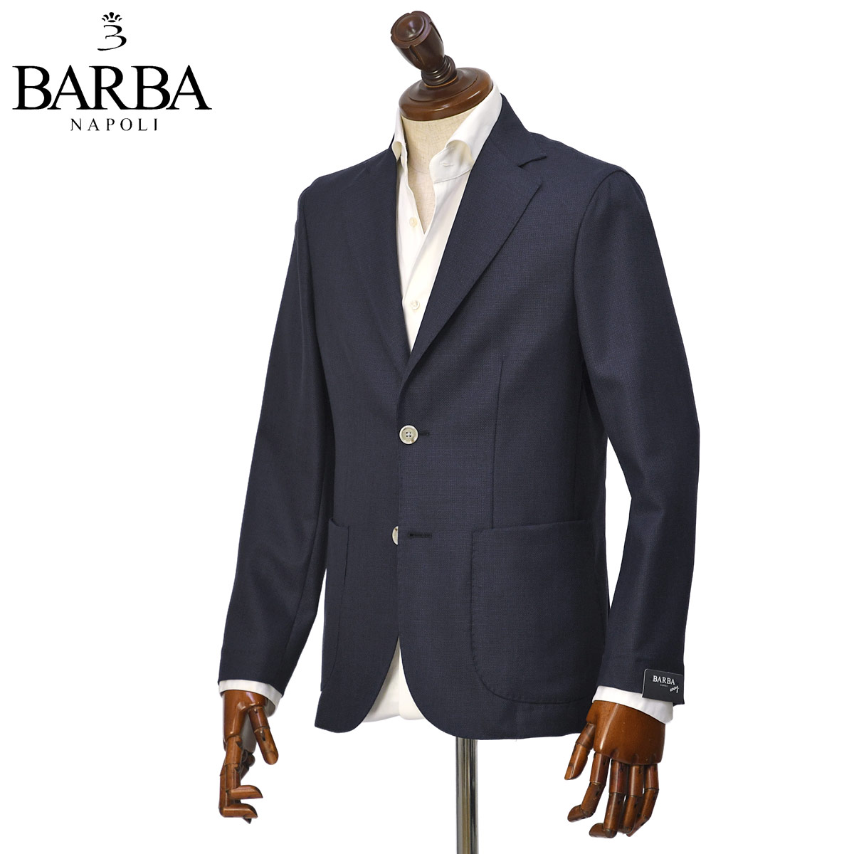 【最大5,000円オフクーポン】BARBA【バルバ】シングルジャケット EASY J1 53079 89 ウール ホップサック ネイビー
