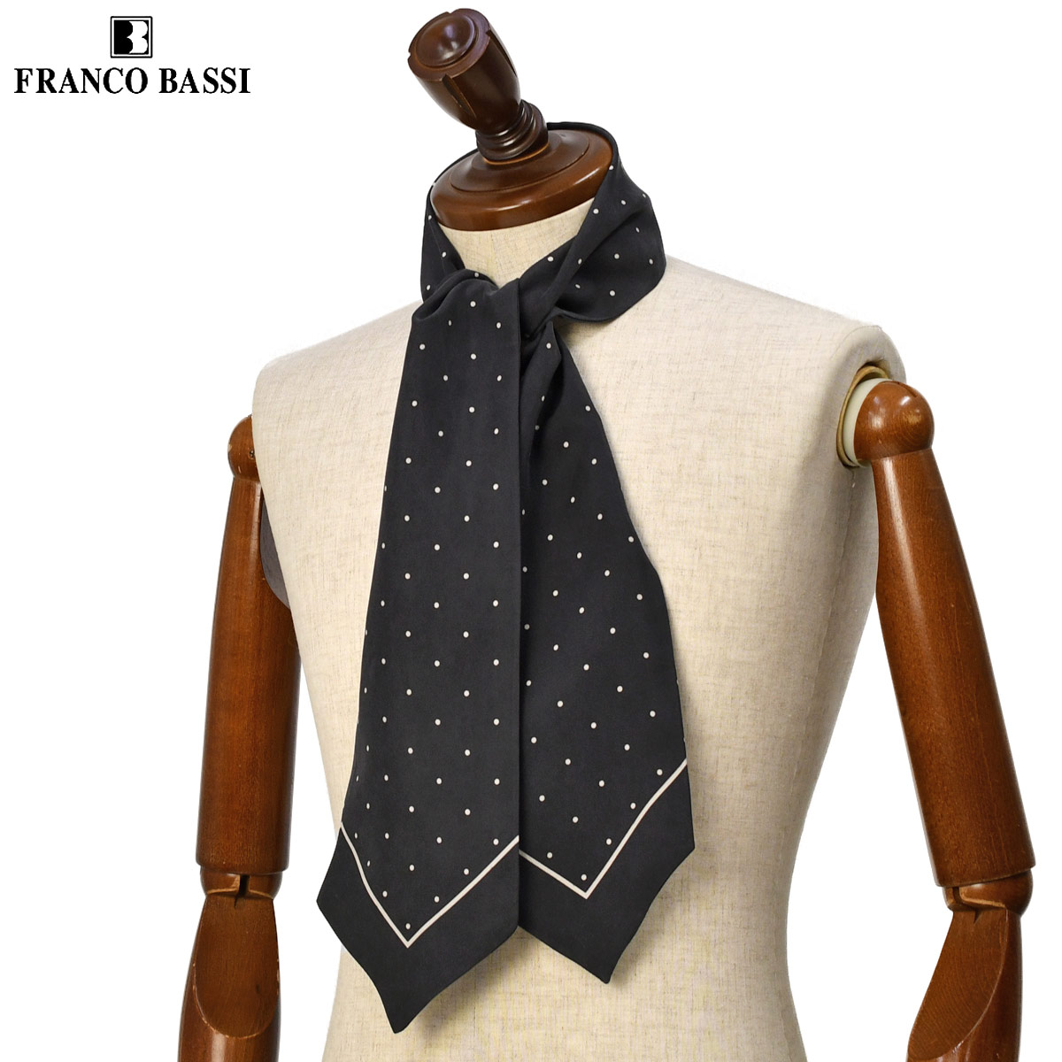 【最大3,000円オフクーポン】FRANCO BASSI【フランコバッシ】シルクストール AS307 4 シルク ドット ブラック|CINQUE CLASSICO