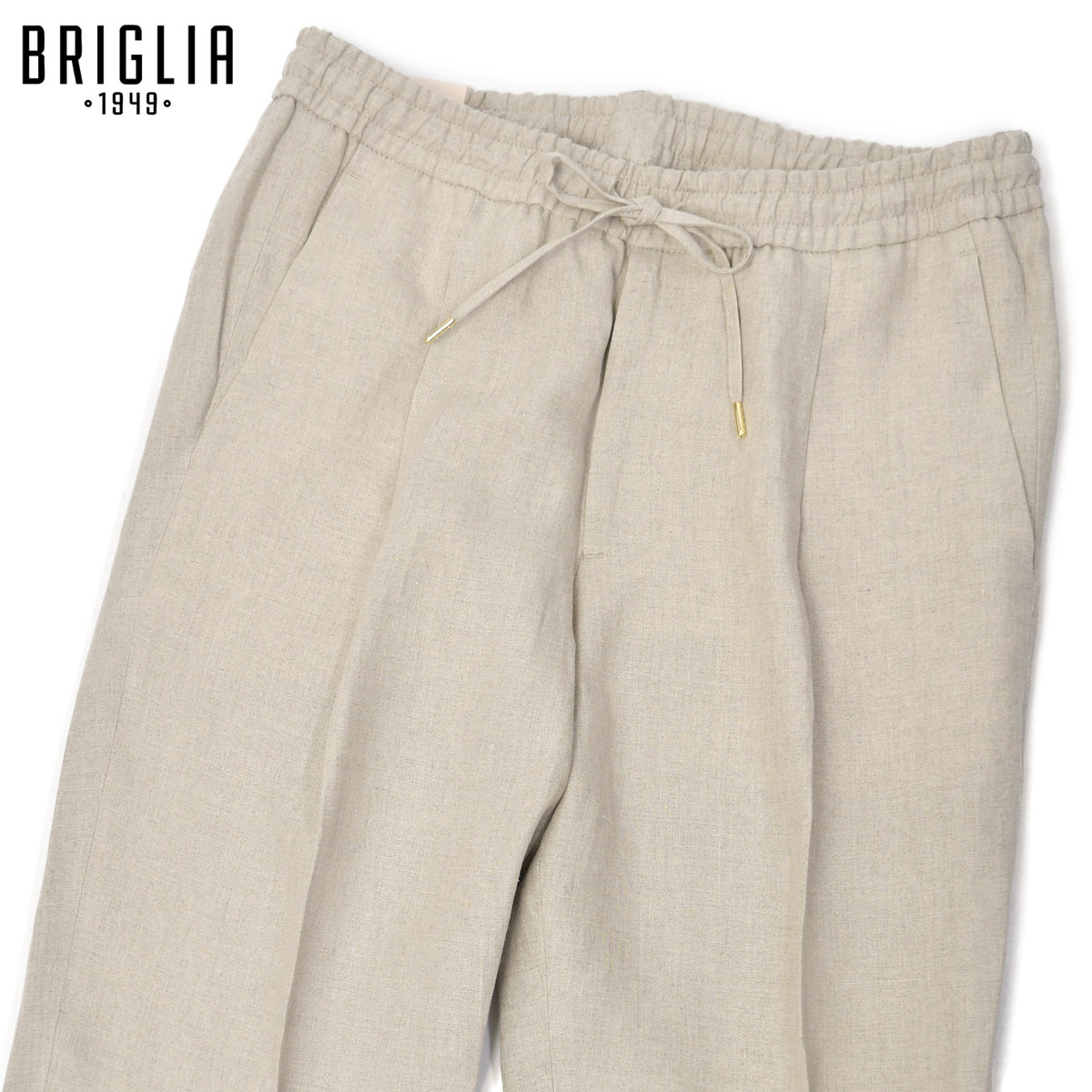 BRIGLIA1949【ブリリア1949】ワンプリーツ イージーパンツ WIMBLEDON 118 43 リネン ベージュ