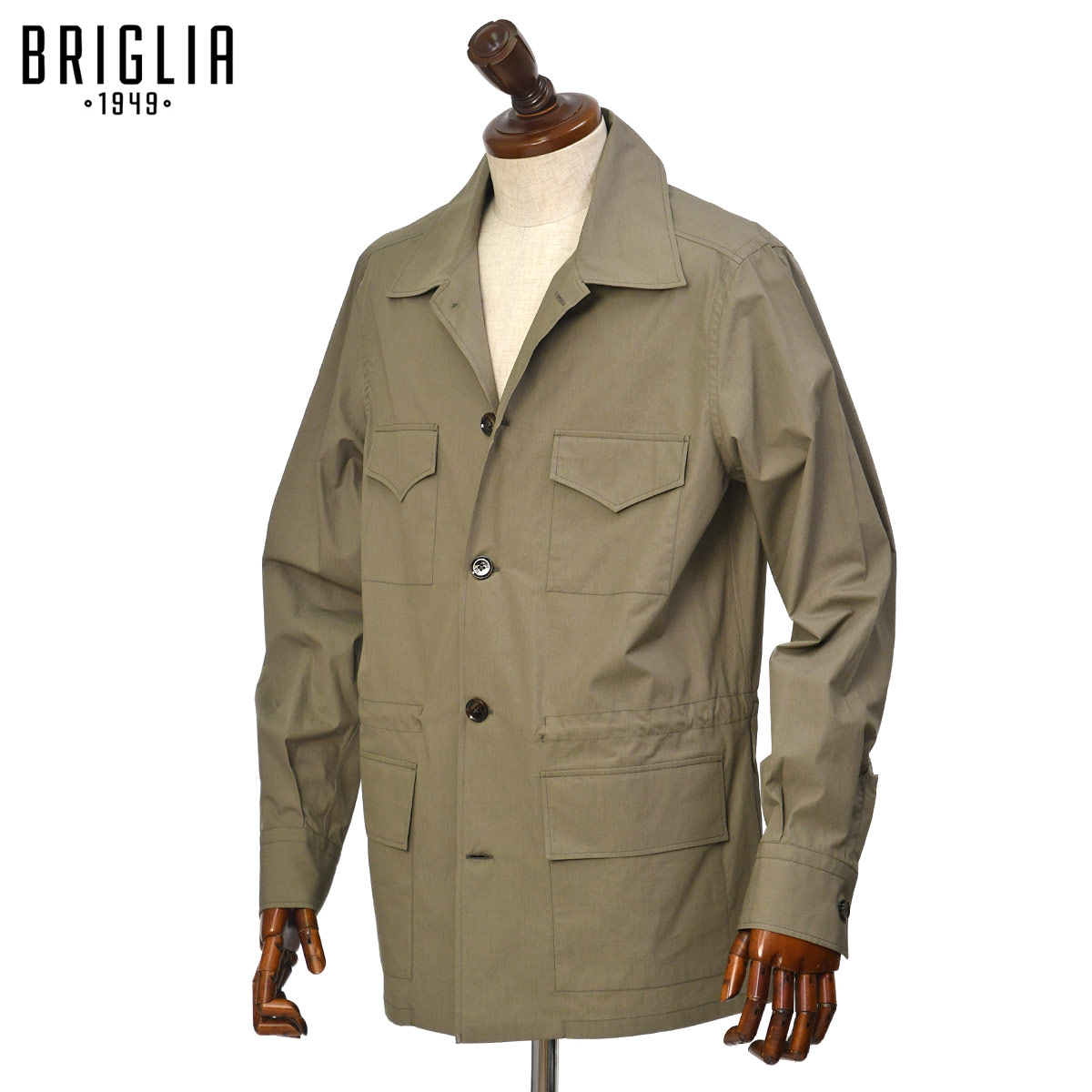 【4/14(火)20：00～ 最大5,000円オフクーポン】BRIGLIA1949【ブリリア1949】4ポケットフィールドシャツジャケット RAY 300128 52 コットンストレッチ カーキグリーン