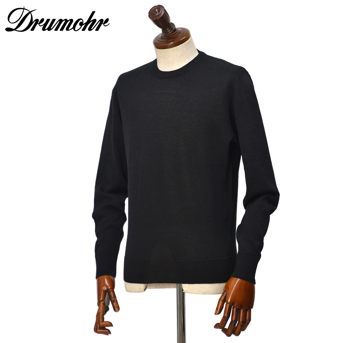 Drumohr【ドルモア】クルーネックニット D1LC103TL D13 690 リネン コットン ブラック