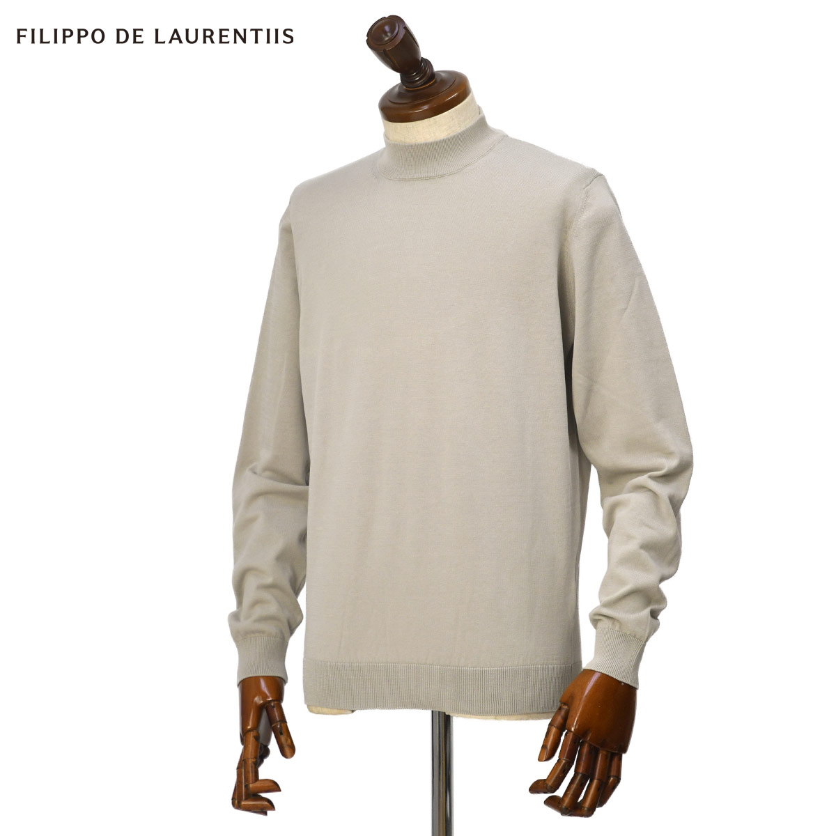 FILIPPO DE LAURENTIIS【フィリッポ デ ローレンティス】モックネックニット LU1ML20 902 コットン 14G オイスター