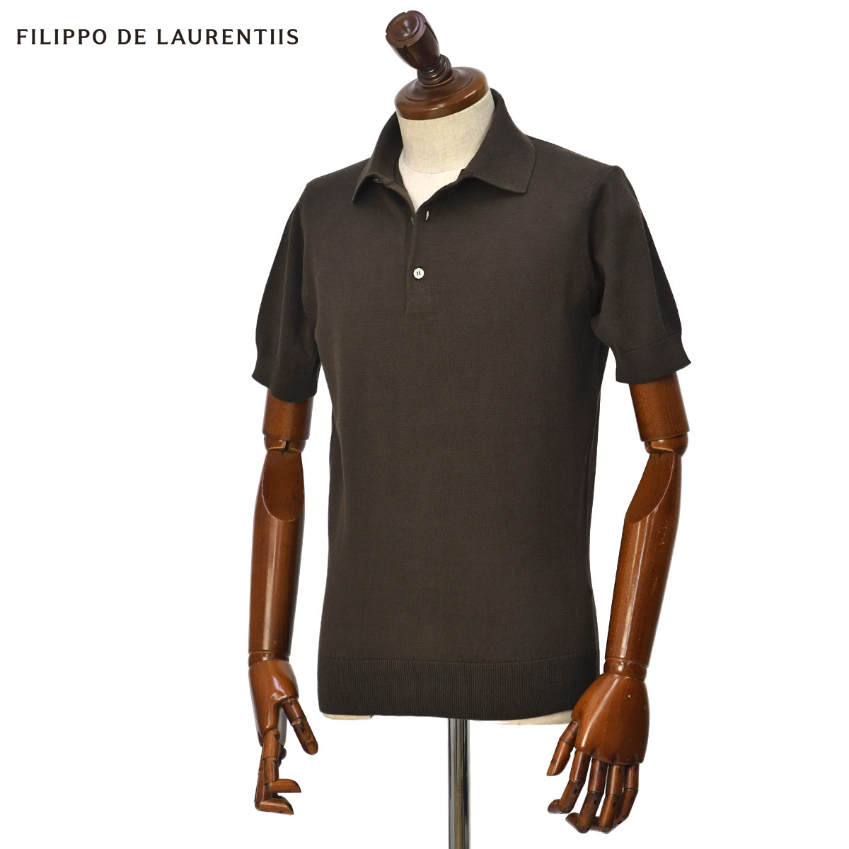 【最大5,000円オフクーポン】FILIPPO DE LAURENTIIS【フィリッポ デ ローレンティス】ニットポロ PL1MC46 SU12R 290 ギザコットン 12G ダークブラウン