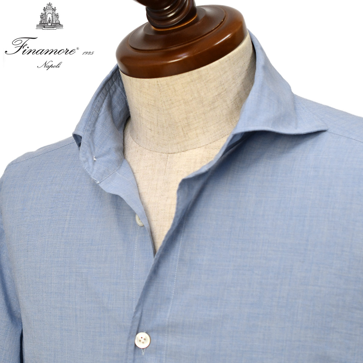 Finamore【フィナモレ】シャツ PIERO BALI C0684 5 コットン シャンブレー インディゴ