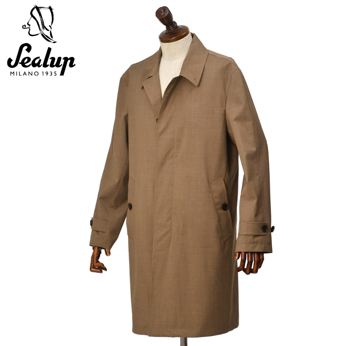 SEALUP【シーラップ】ステンカラーコート 11458 CAPRI 96154 27 Lolo Piana コットン ヴァージンウール ブラウン