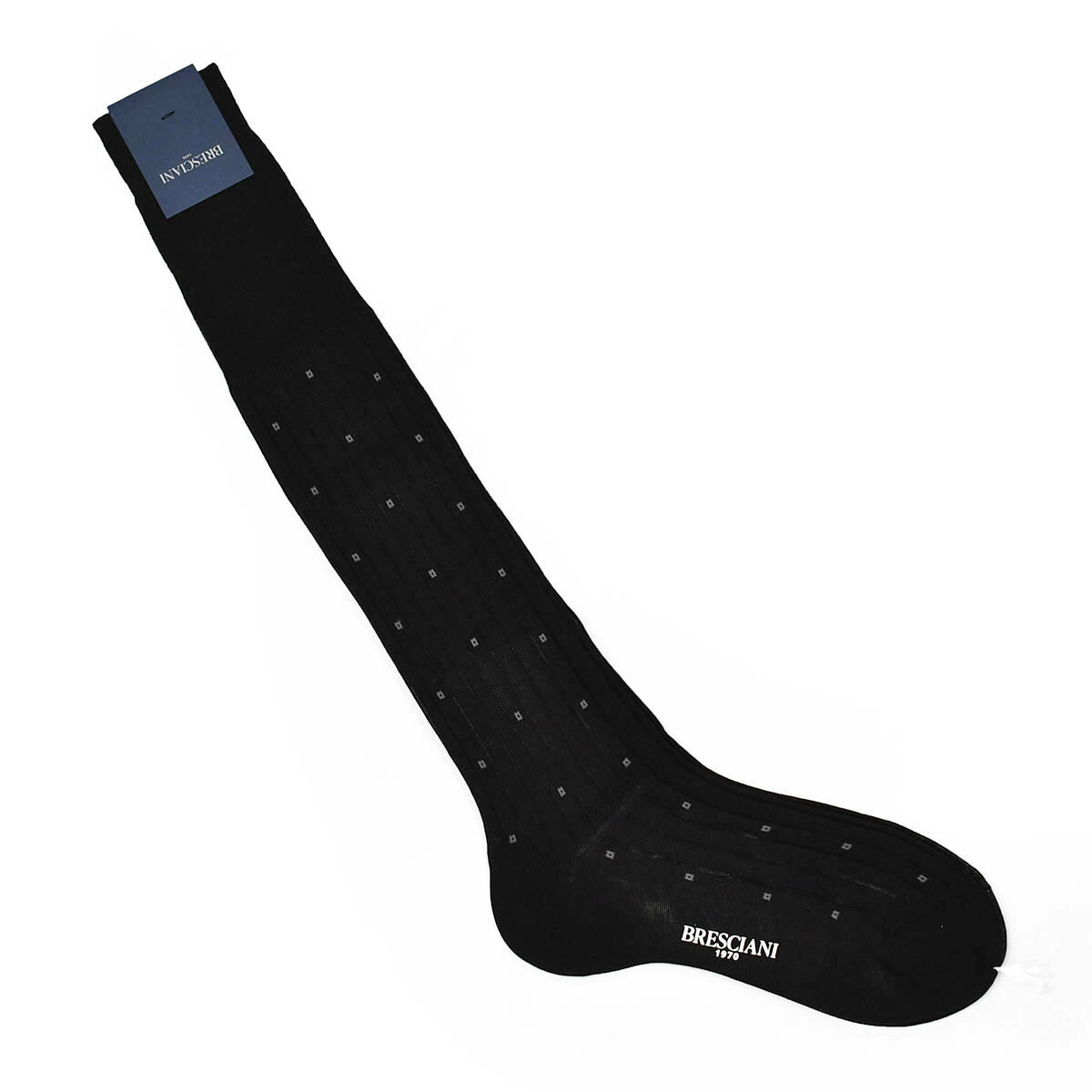BRESCIANI【ブレッシアーニ】ロングホーズソックス ML034RI1542 014 コットン リブクレスト ブラック