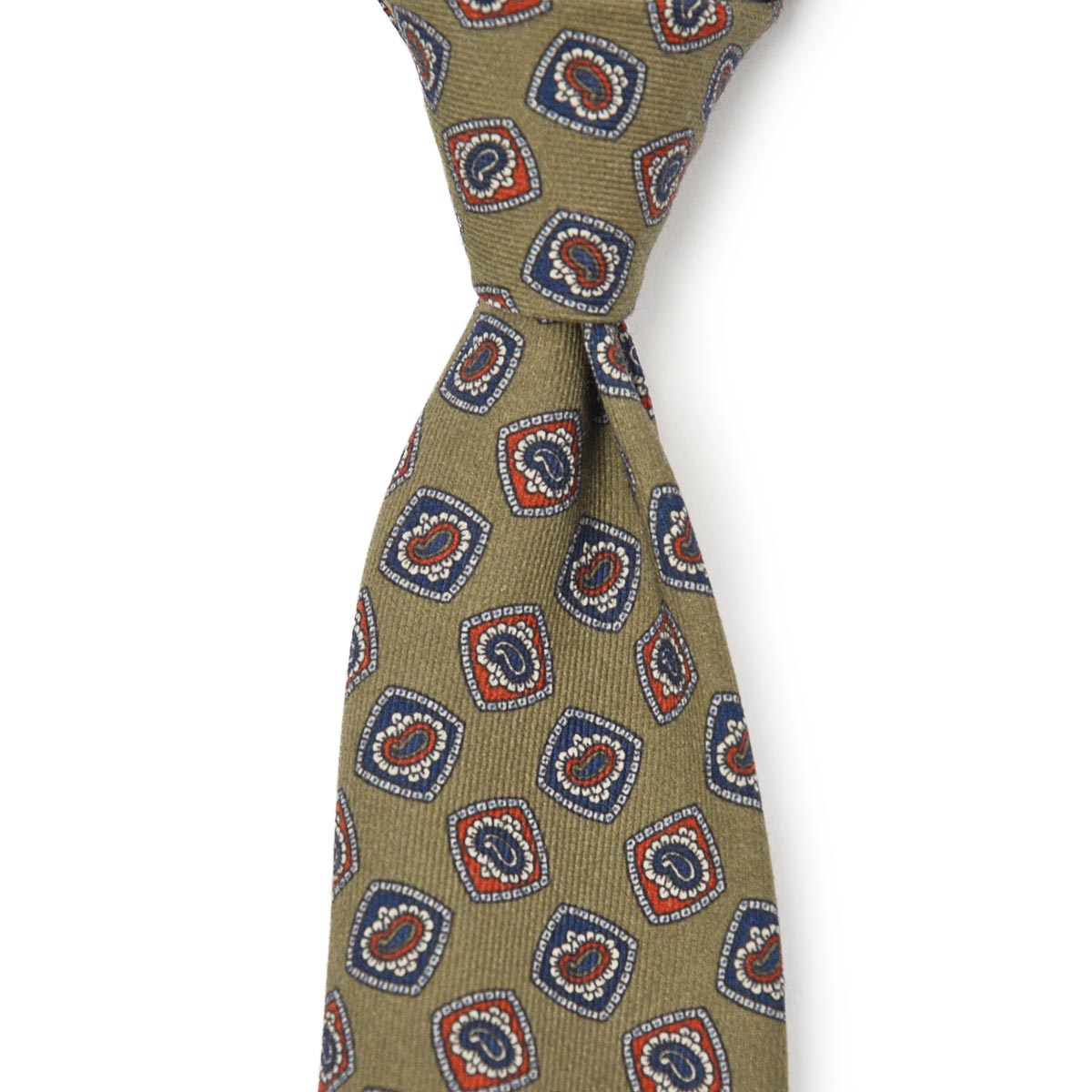 【最大5,000円オフクーポン】TIEYOURTIE【タイユアタイ】ネクタイ T97430 01 セッテピエゲ ウール コットン ペイズリー 小紋 オリーブ 27,170円