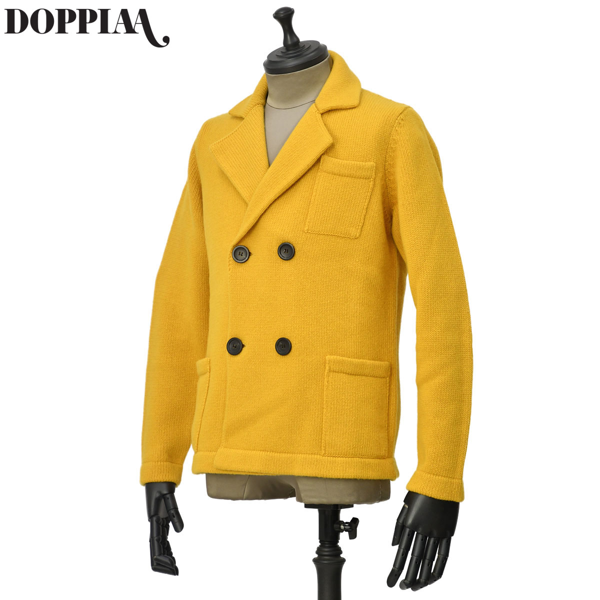 【5/9(土)20：00～ 最大5,000円オフクーポン】【FINAL SALE】DOPPIAA【ドッピアアー】ニットジャケット AAMBROGIO R5301 53 TERRA DI SIENA ウール ナイロン イエロー