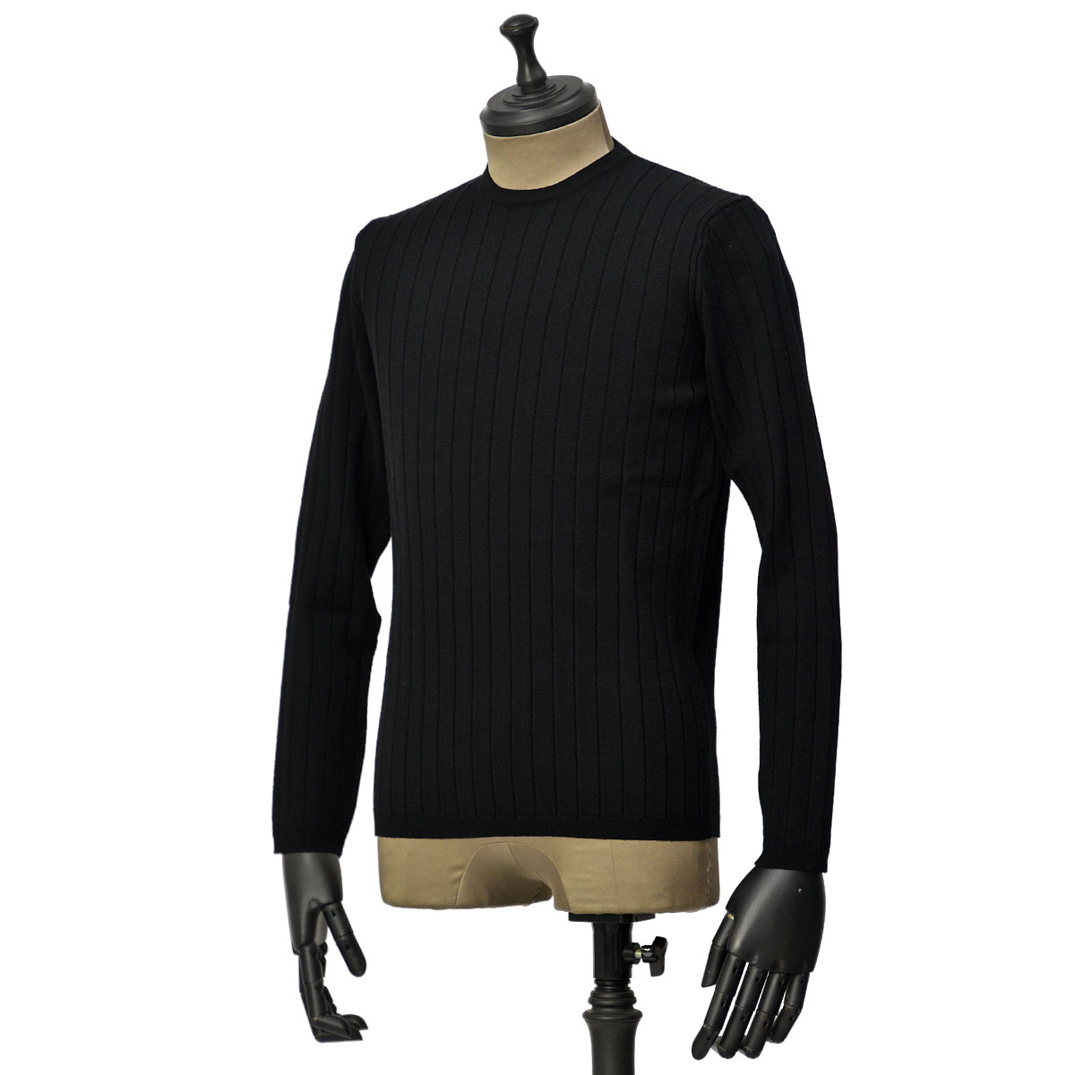 【最大3,000円オフクーポン】【FINAL SALE】Phil Petter【フィルぺター】クルーネックリブニット Crew neck 10 22227 09 ウール ポリウレタン ブラック｜CINQUE un ALTRO