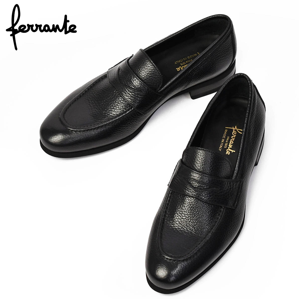 Ferrante【フェランテ】コインローファー ISEO ETON RASTY NERO 010 エンボスカーフ ブラック