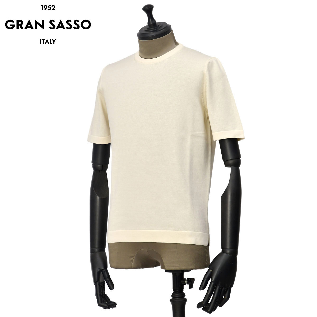 GRAN SASSO【グランサッソ】クルーネックニット 58138 18120 007 ソフトコットン 12G オフホワイト