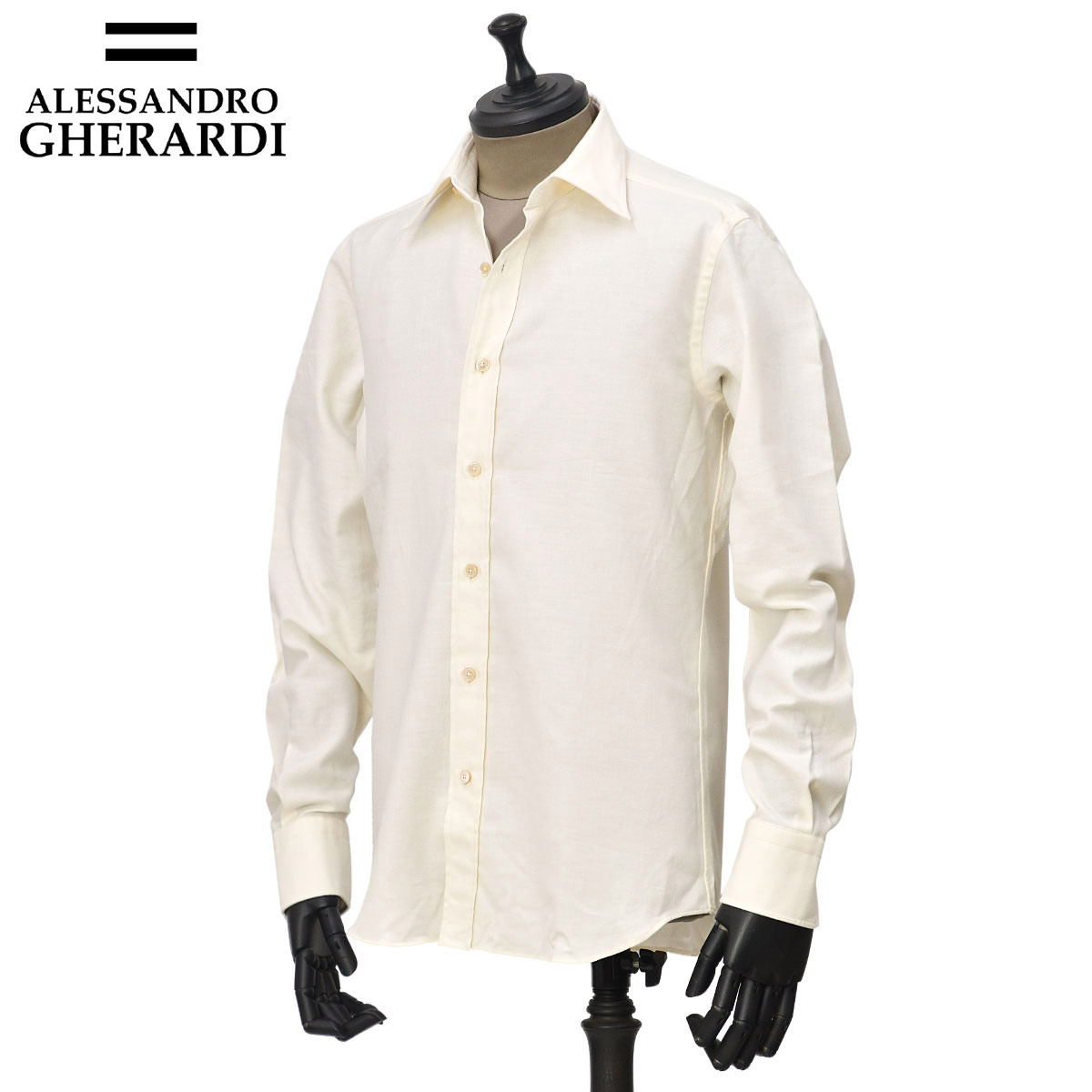 【4/14(火)20:00~ 最大5,000円オフクーポン】ALESSANDRO GHERARDI【アレッサンドロ・ゲラルディ】シャツ REGENT 7340 920 コットン ライトフランネル アイボリー