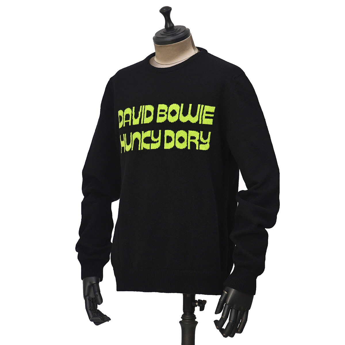 【最大5,000円オフクーポン】【FINAL SALE】【sizeM,L】HADES【ヘイディーズ】クルーネックニット David Bowie The Bowie collection Hunky Dory LAMBSWOOL ウール ブラック ライム