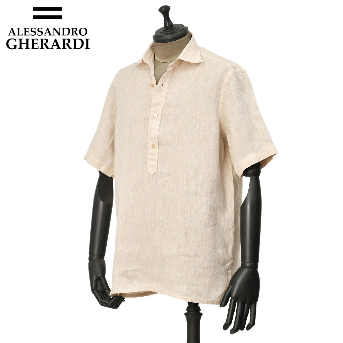 【FINAL SALE】ALESSANDRO GHERARDI【アレッサンドロ・ゲラルディ】半袖プルオーバー POLOT4MC C1080 903 リネン ベージュ