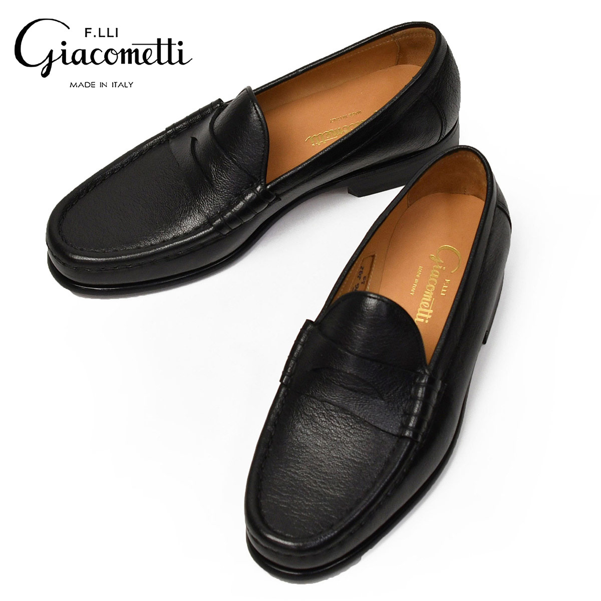 【最大3,000円オフクーポン】F.LLI Giacometti【フラテッリ ジャコメッティ】コインローファー FG292 009 LUIGINO ゴートレザー ブラック｜CINQUE un ALTRO
