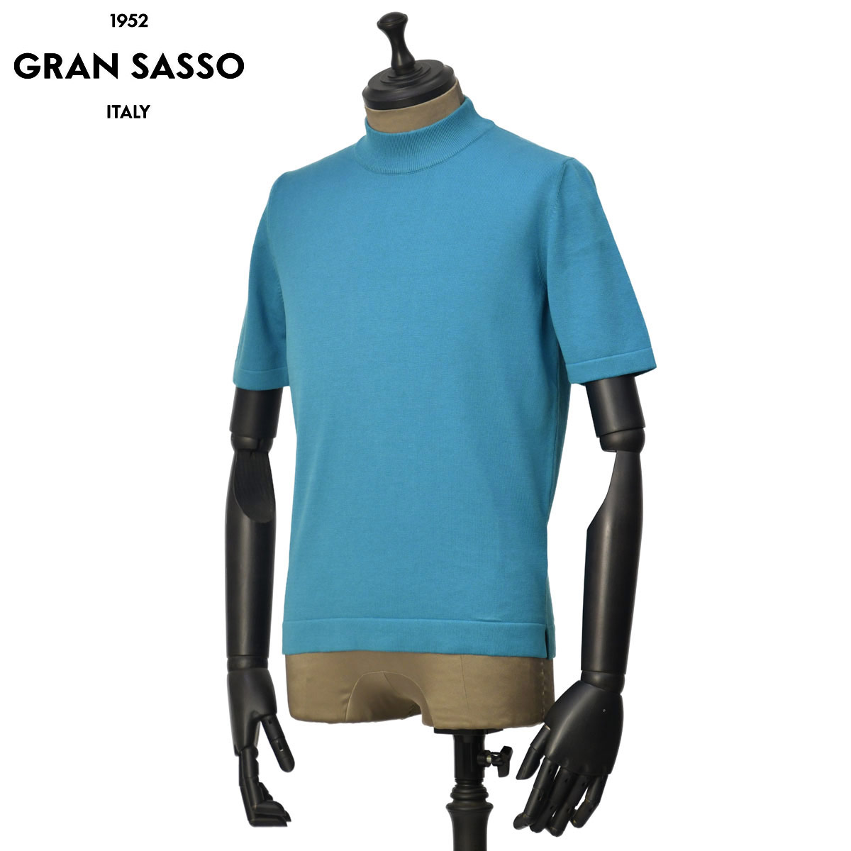 【最大5,000円オフクーポン】GRAN SASSO【グランサッソ】モックネックニット 58109 18120 664 ソフトコットン 12G ターコイズ 22,275円